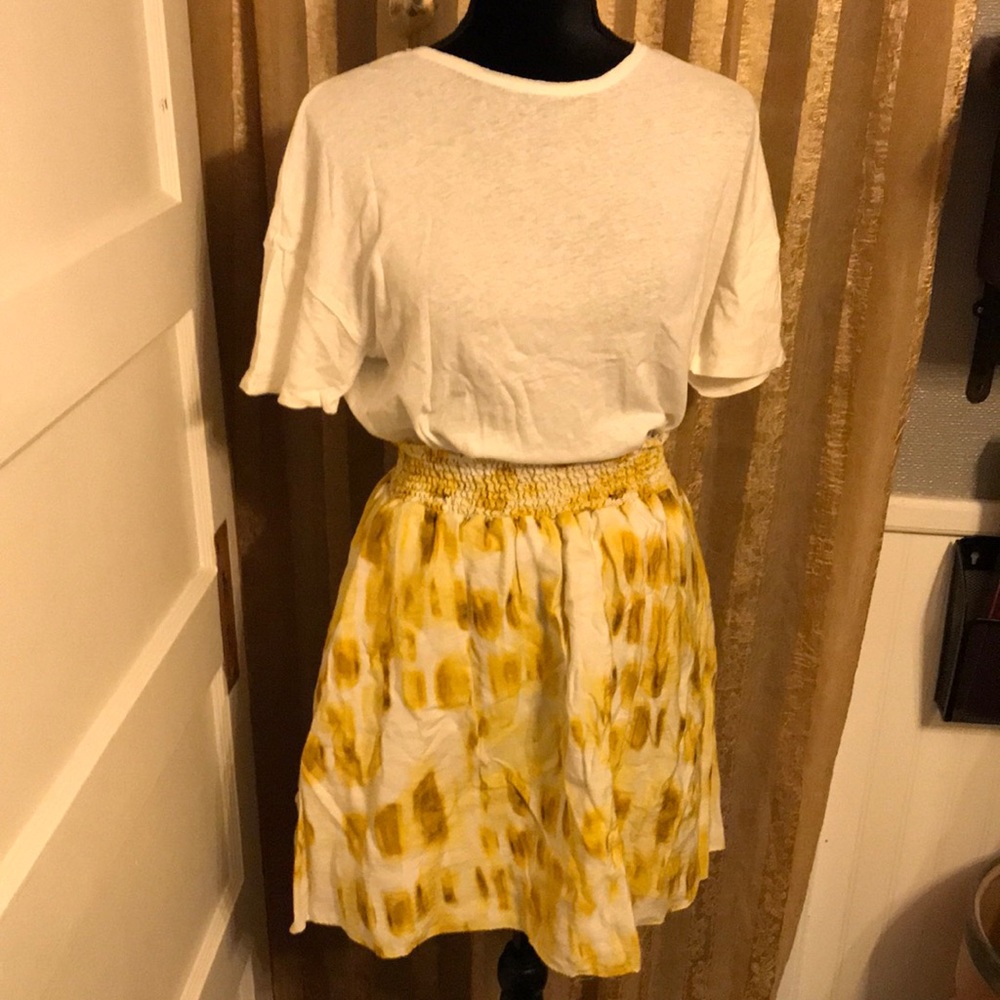 Yellow watercolor New York & company skirt
